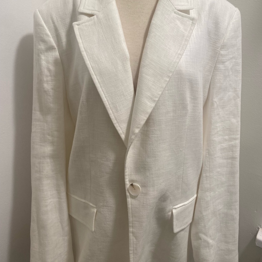 ZARA Women's White Cotton Blend Blazer - Size XL - NEW